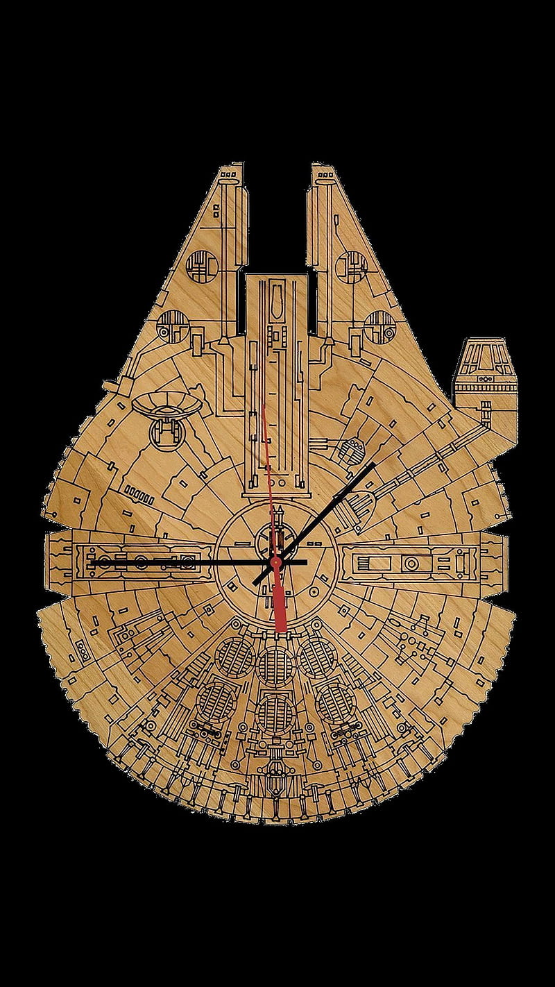Wood Clocks, clock, millennium falcon, star wars, HD phone wallpaper