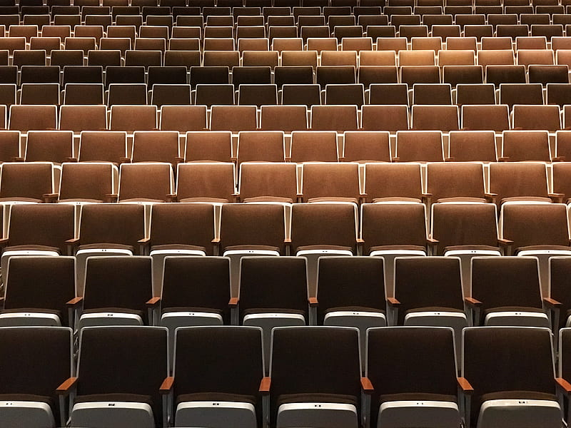 empty brown theater chairs, HD wallpaper