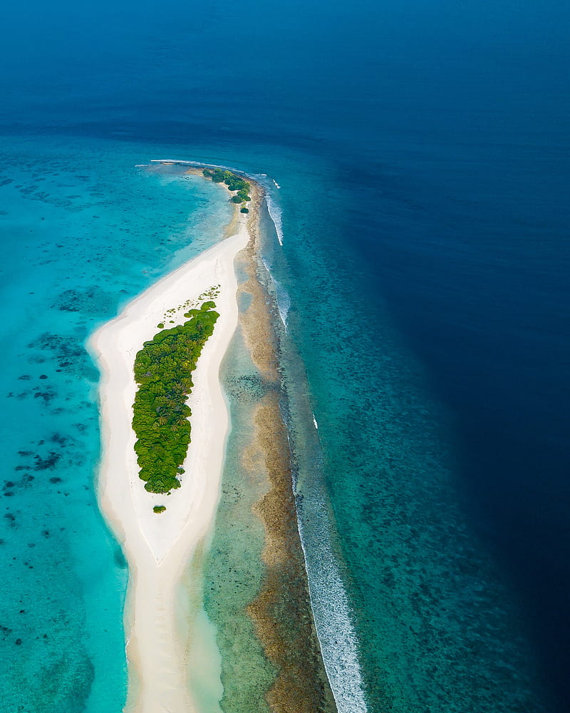 ocean, island, aerial view, water, tropics, HD phone wallpaper