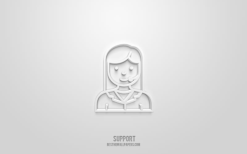 Support 3d icon, white background, 3d symbols, Support, Service icons, 3d icons, Support sign, Service 3d icons, HD wallpaper