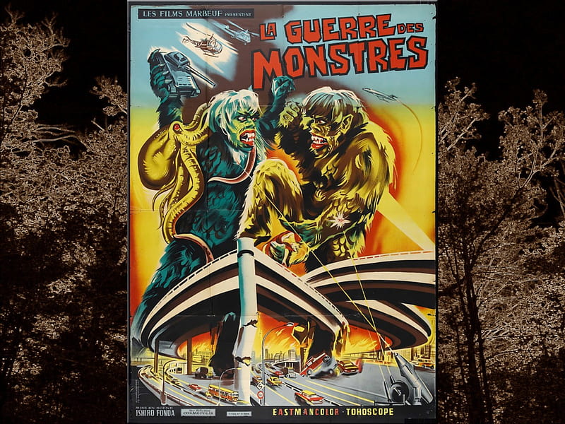 La Guerre Des Monstres 1966, horror, halloween, movie poster, HD wallpaper