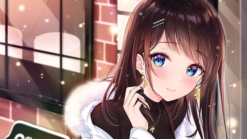 Blue Eyes Black Hair Gold Earring Black Dress HD Anime Girl Wallpapers | HD  Wallpapers | ID #74953