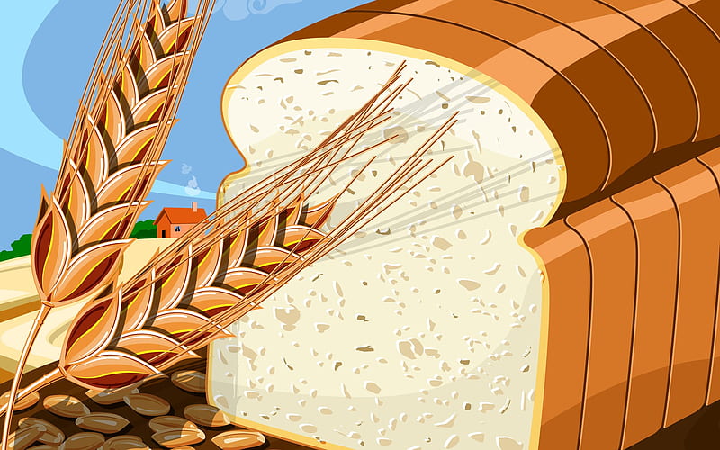Wheat Bread, 3d, food, cg, wheat, bread, HD wallpaper