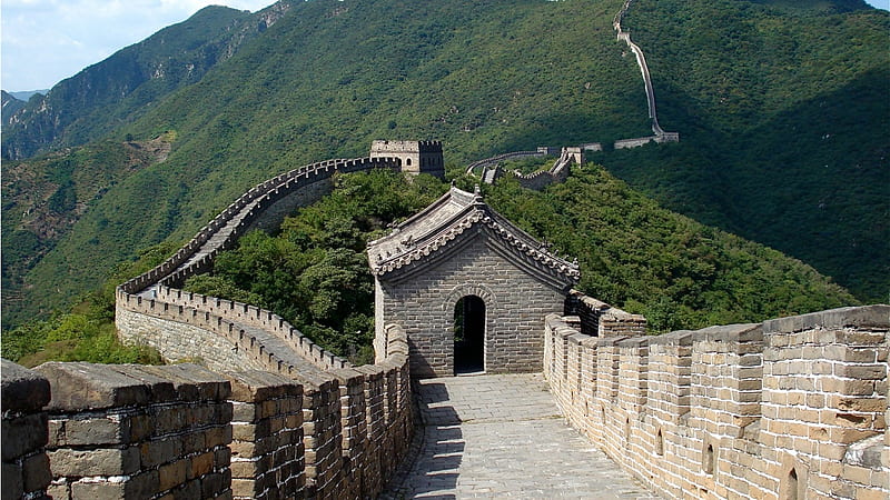 Great Wall of China, pathway, wall, china, mountains, HD wallpaper