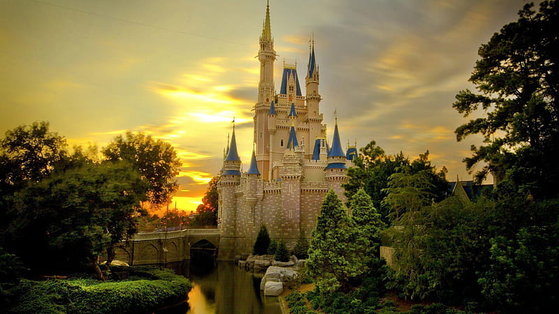 Beautiful Castle Near River And Trees Disney World Disney, HD wallpaper