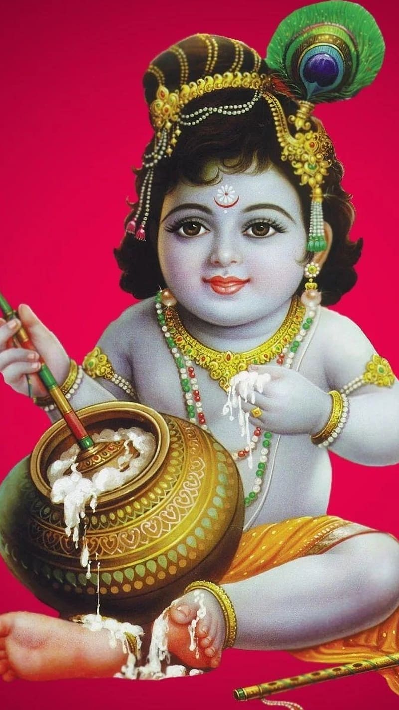 Kanha Ji Ke, baby krishna, krishna, lord, god, HD phone wallpaper | Peakpx