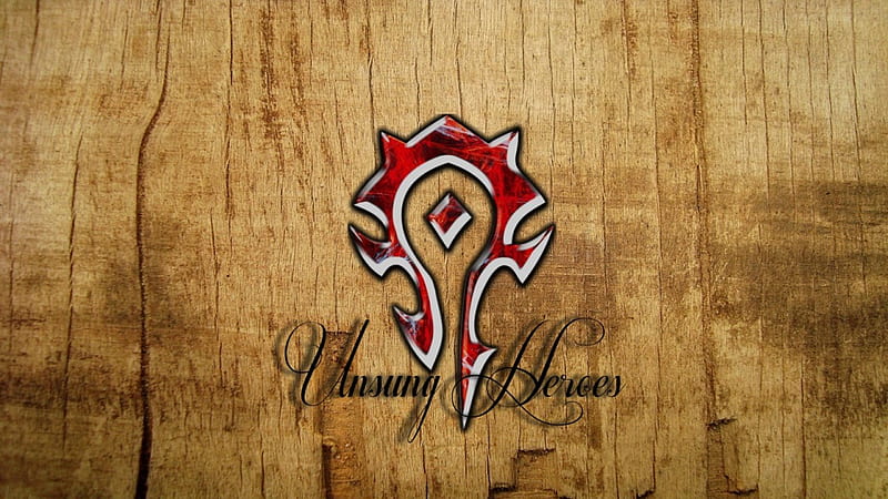 Unsung, world of warcraft, emblem, game, faction, alliance, guild, mmo, horde, wow, wood, HD wallpaper