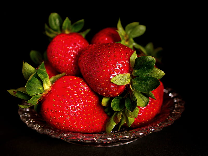 strawberry, berries, fruit, dish, red, HD wallpaper
