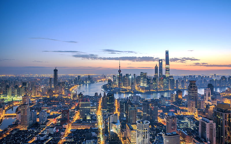 Shanghai Financial Center Morning Skyline, HD wallpaper