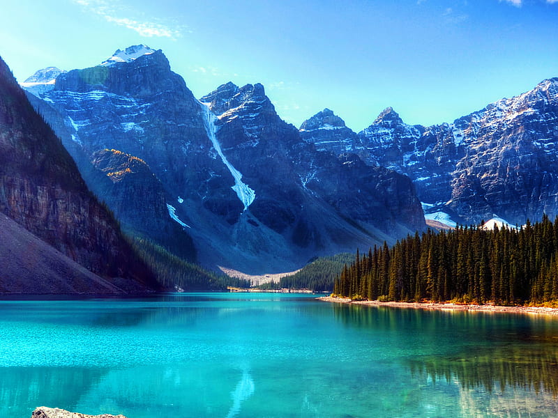 Montains, water, HD wallpaper