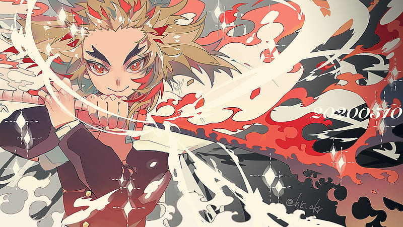 Cool Demon Slayer Kyojuro Rengoku Anime Desktop Wallpaper 4K