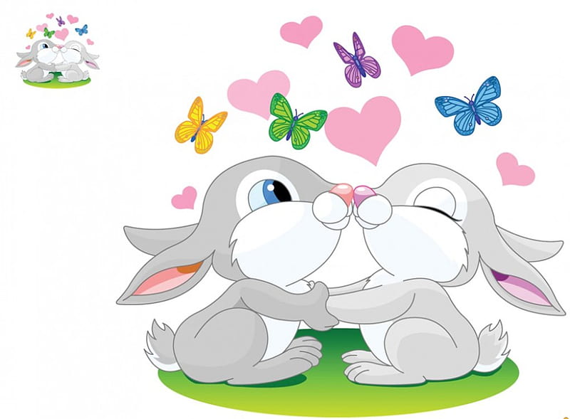 Bunnies couple, cute, bunny, couple, love, HD wallpaper | Peakpx