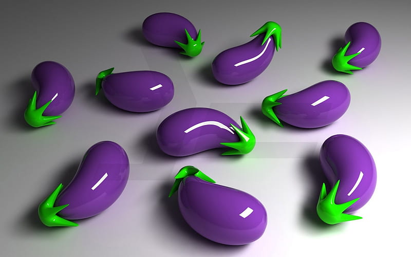 eggplants, 3d, fun, abstract, HD wallpaper