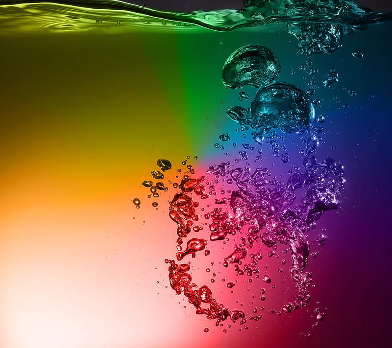Rainbow Water, bubbles, colors, HD wallpaper