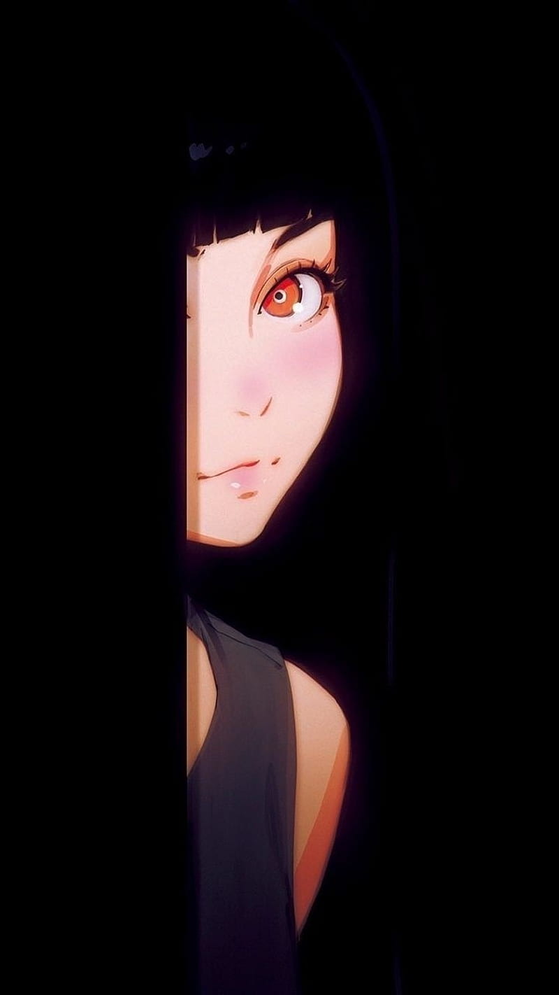Anime girl, black, cool, red, HD phone wallpaper