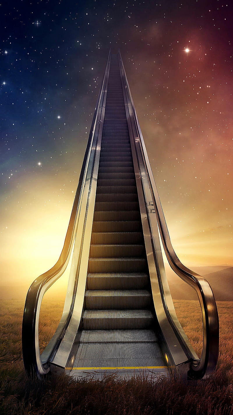 stairway to heaven, electric, field, shine, sky, stair, star, way, HD phone wallpaper