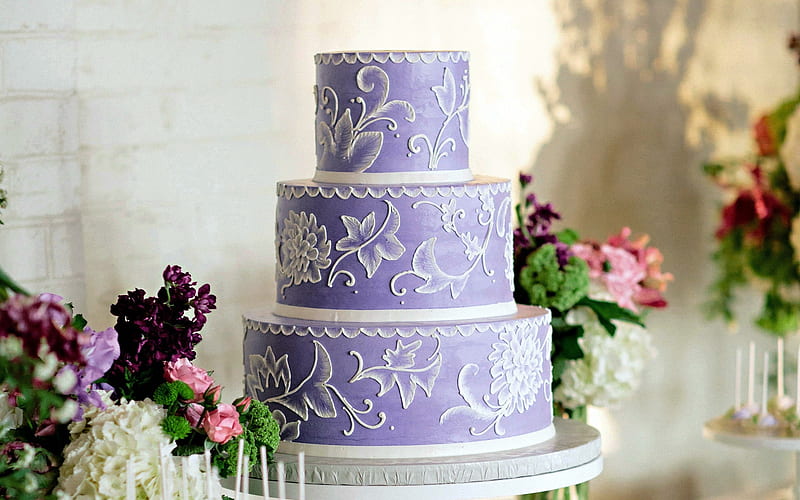 wedding cake, purple big cake, wedding concepts, cakes, HD wallpaper