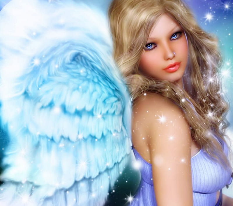 Blue Eyed Angel, cg, angel, bonito, eyes, blue, HD wallpaper