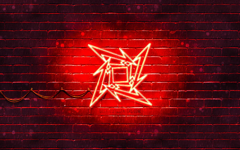 Metallica red logo red brickwall, Metallica logo, music stars, Metallica neon logo, Metallica, HD wallpaper