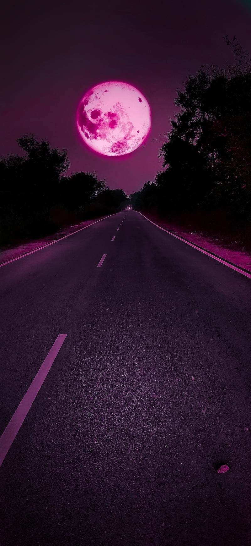 Pink moon, nature, road, best wallpaer, trending, HD phone wallpaper |  Peakpx