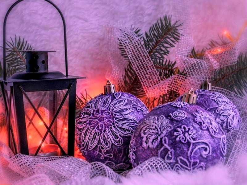 Purple, globe, Christmas, holidays, lantern, abstract, joy, happy, lights, winter, tree, snow, decorations, other, HD wallpaper
