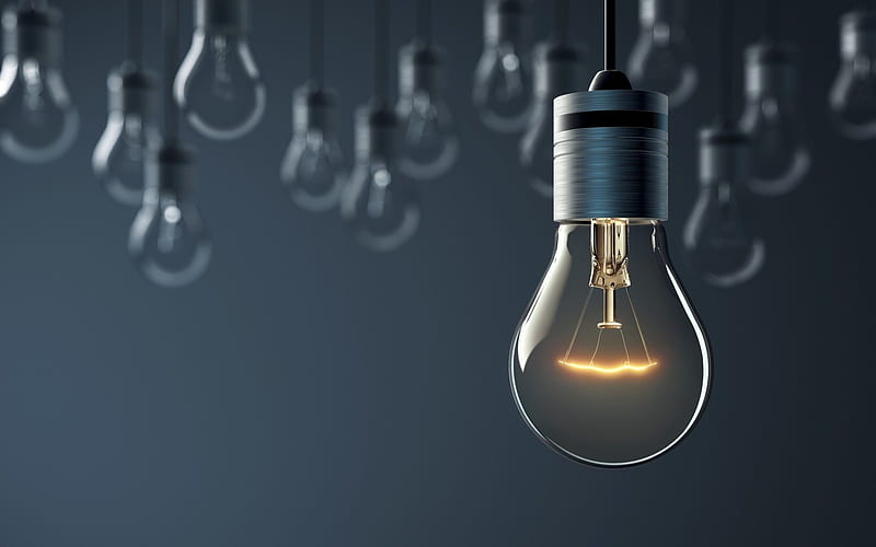 light bulb, idea, light, idea concepts, HD wallpaper
