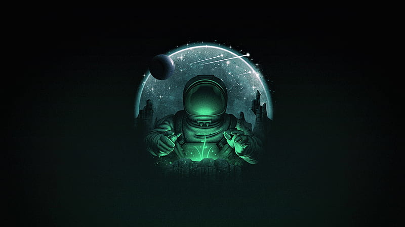 Space, background, minimalism, spacesuit, cosmonaut, 2019, 2020, HD wallpaper