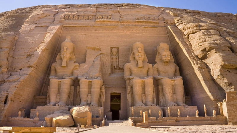 Temple of Rameses, Ramses, stone, Abu Simbel, Egypt, Statues, temple, HD wallpaper