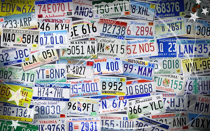 License Plates, carros, States, collage, United States, HD wallpaper