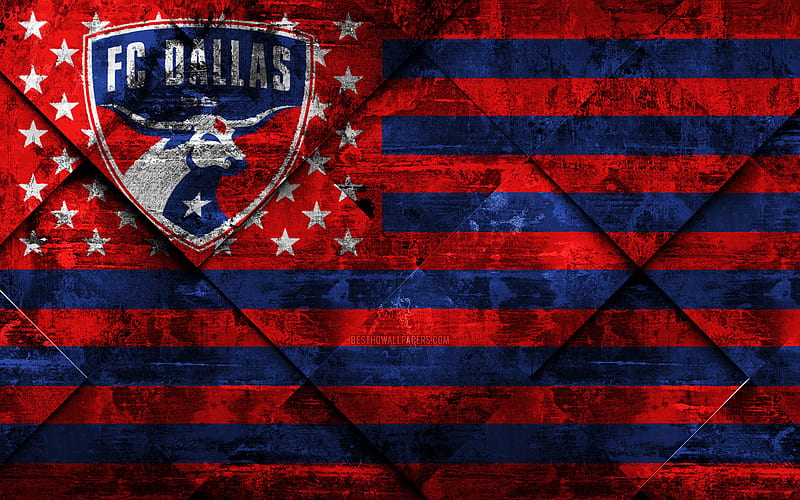 FC Dallas American flag club, grunge art, grunge texture, American flag, MLS, Dallas, Texas, USA, Major League Soccer, USA flag, soccer, football, HD wallpaper