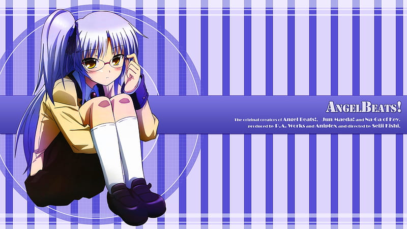 Tachibana Kanade, angel beats, anime, purple hair, glasses, HD wallpaper Tachibana Kanade, angel beats, anime, purple hair, glasses, HD wallpaper