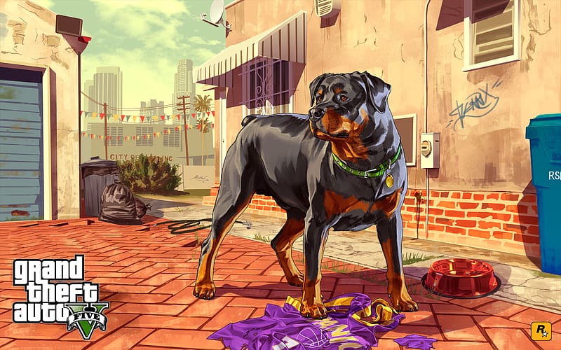 Dog, Rottweiler, Video Game, Grand Theft Auto, Grand Theft Auto V, Chop (Grand Theft Auto), HD wallpaper