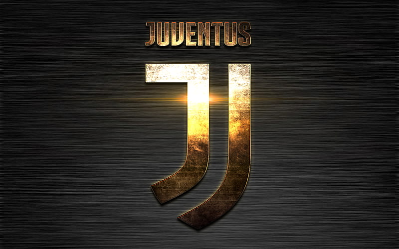 Juventus FC, gold metal logo, new emblem, Juventus, Italian football club, Turin, Italy, Serie A, football, black metal texture, HD wallpaper