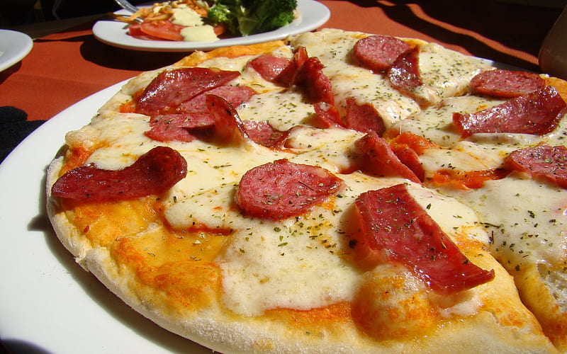 Pizza, Pepperoni, Cheese, Crust, Sauce, HD wallpaper