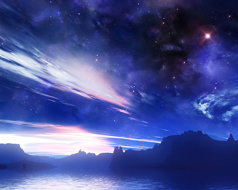 Cool sky, sky, paradise, space, and mountian, HD wallpaper