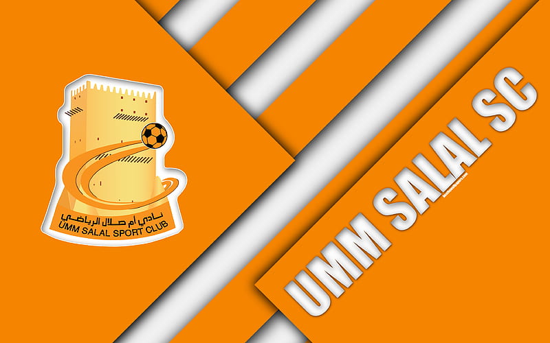 Umm Salal SC orange abstraction, logo, material design, Qatar football club, Qatar Stars League, Umm Salal, Qatar, Q-League, Premier League, HD wallpaper