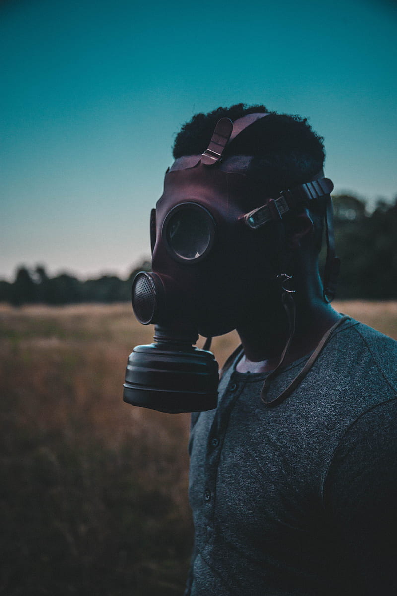 man, gas mask, mask, dark, HD phone wallpaper