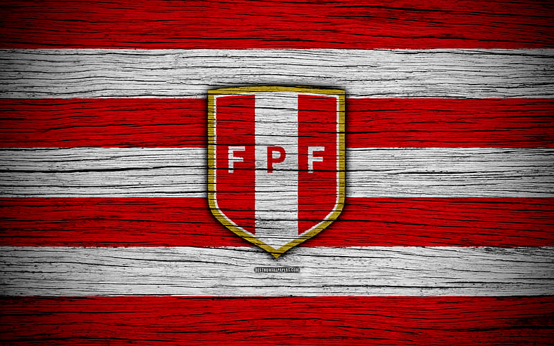 Peru national football team, logo, North America, football, wooden texture, soccer, Peru, emblem, South American national teams, Peruvian football team, HD wallpaper