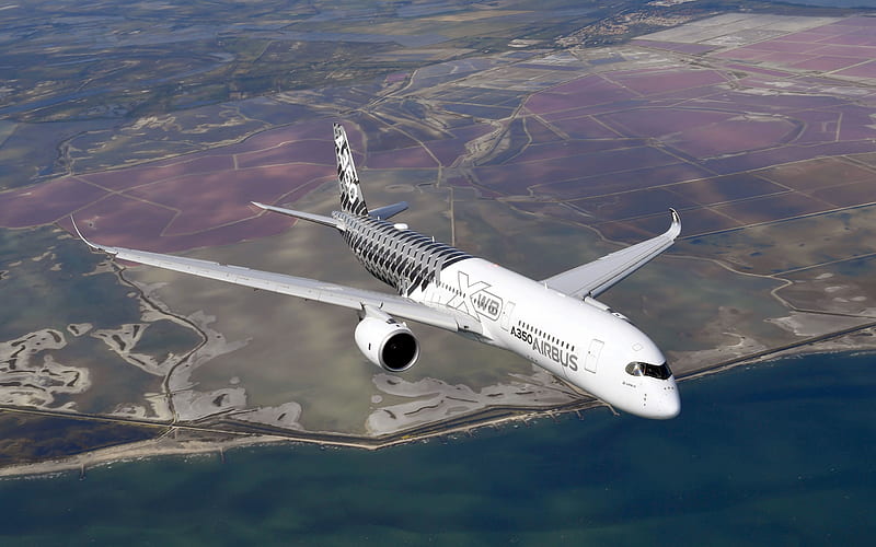 Airbus A350-900, passenger plane, air travel, modern airplanes, Airbus A350 XWB, Airbus, HD wallpaper