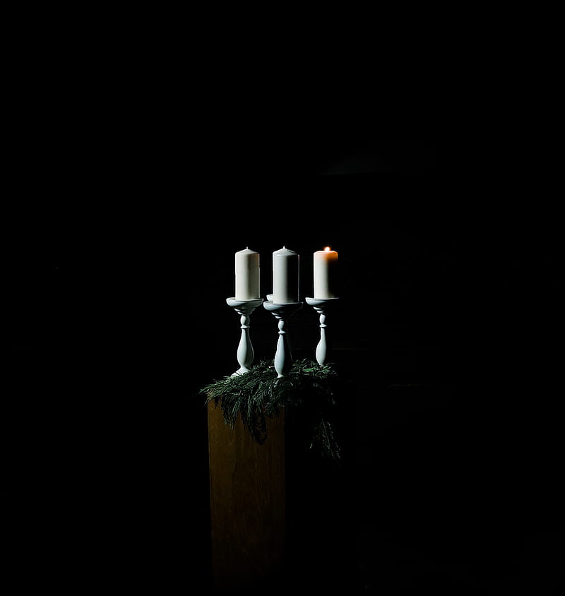 low-light of white pillar candles, HD phone wallpaper