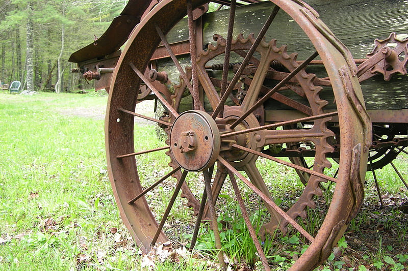 Old Iron Wheel, farm equipment, antique, HD wallpaper