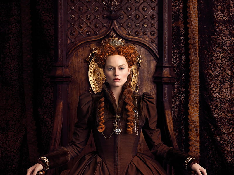 Mary Queen of Scots 2018, poster, mary queen of scots, throne, movie, actress, redhead, girl, Margot Robbie, HD wallpaper