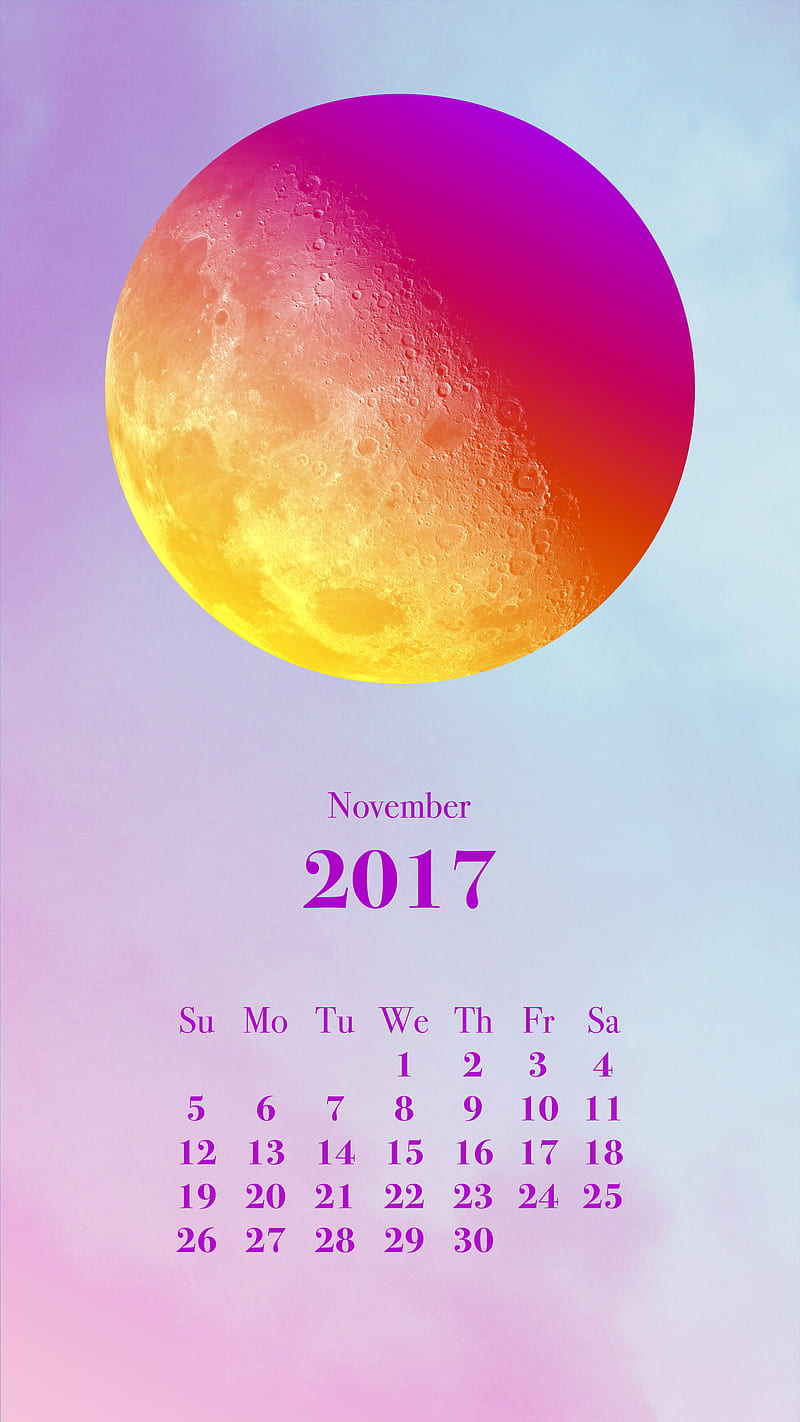 Moon November copy, calendar, nov, cal, HD phone wallpaper