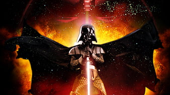 Darth Vader with Lightsaber, HD wallpaper