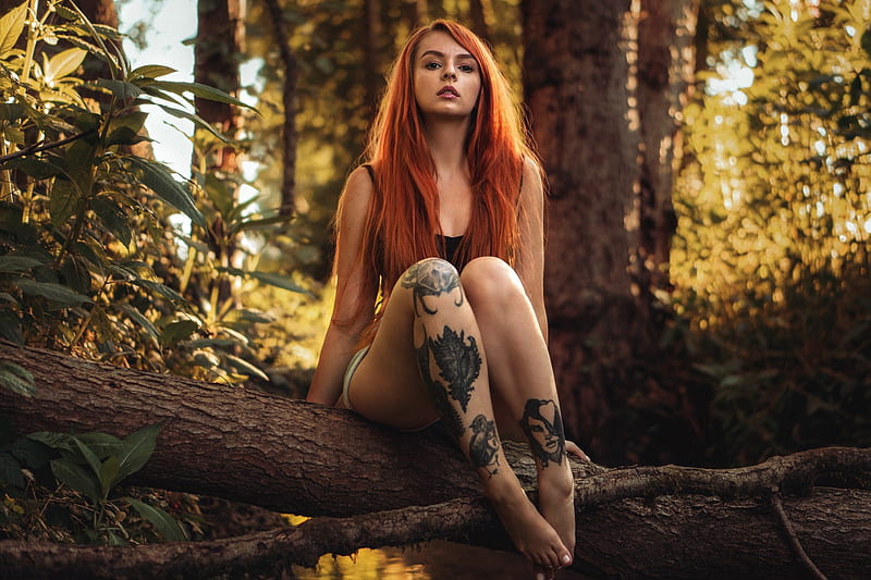 Women, Tattoo, Model, Nature, Redhead, HD wallpaper