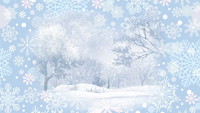 Winter Collage, soft, snowlfkes, collage, trees, field, blue, winter, HD wallpaper Winter Collage, soft, snowlfkes, collage, trees, field, blue, winter, HD wallpaper