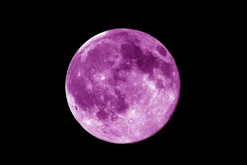 Purple Moon, mystical, moon, purple, night, HD wallpaper
