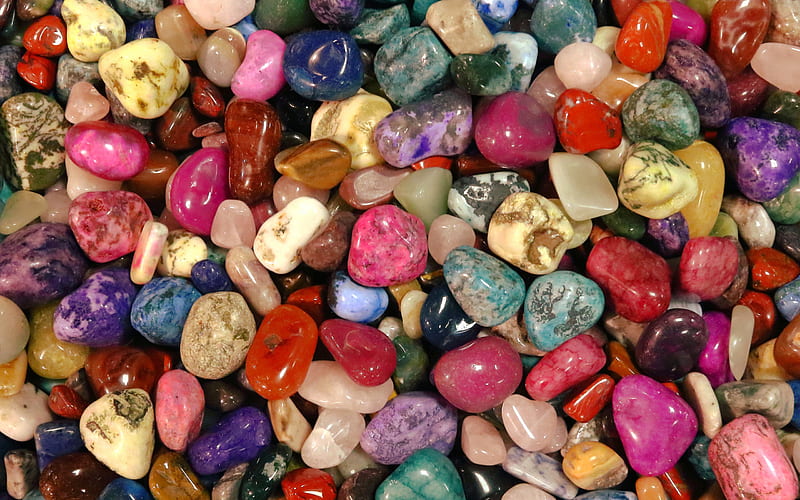 multicolored stones texture, background with stones, stone texture, decorative colored stones, stone background, HD wallpaper