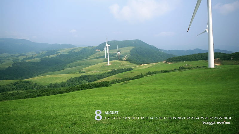 August-Calendar-windmill, HD wallpaper