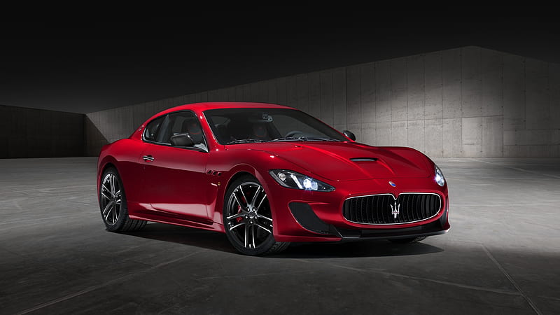 Maserati GranTurismo, 2017, red coupe, red Maserati, sports car, sports cars italskie, HD wallpaper